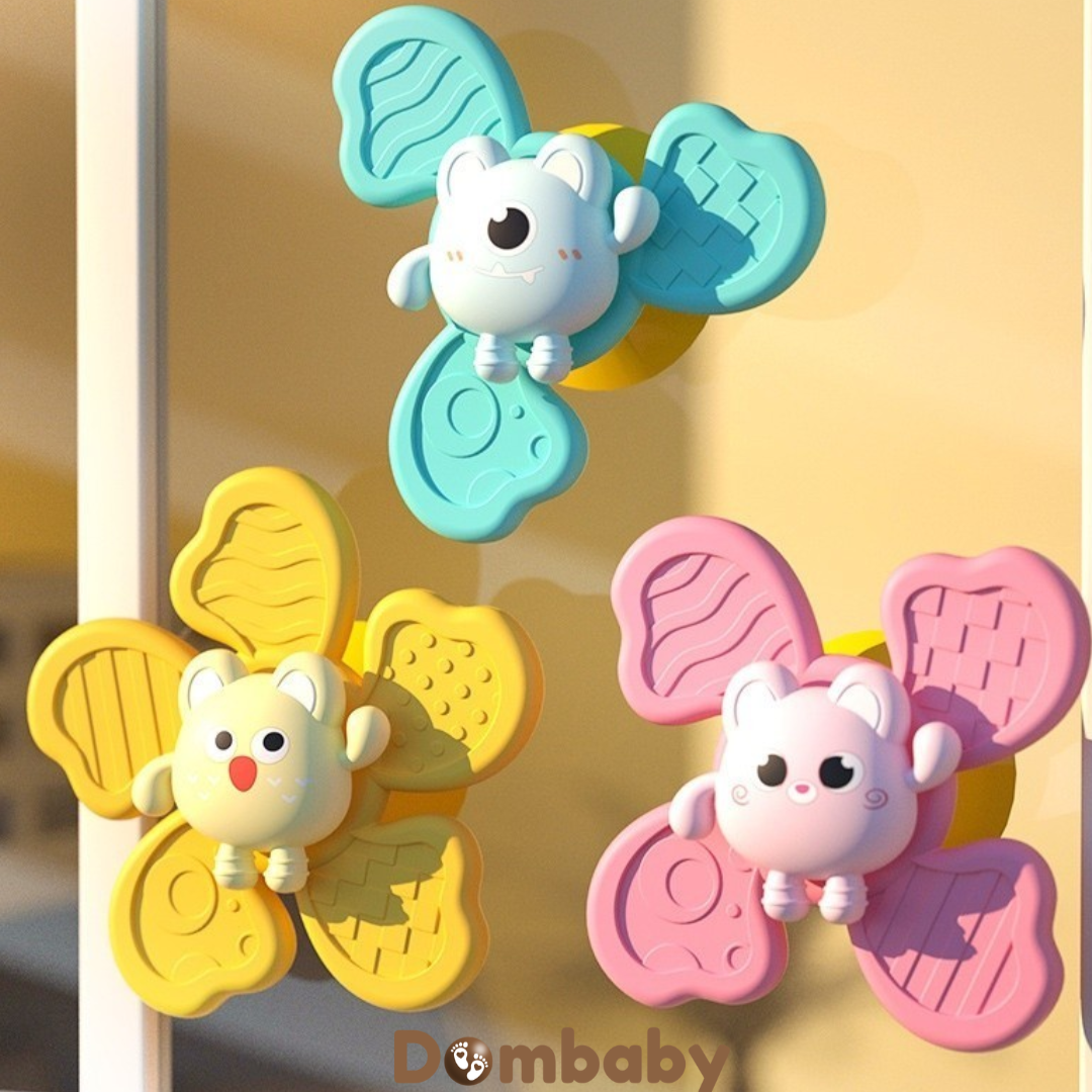 Kit 3 Brinquedos Infantis Giratórios com Ventosa – Chocalho Spinner para Bebê