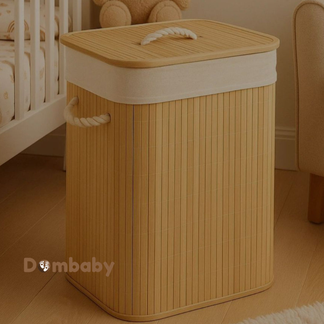 Cesto de Roupas Dobrável em Bambu 60L – Organização com Sofisticação | DomBaby