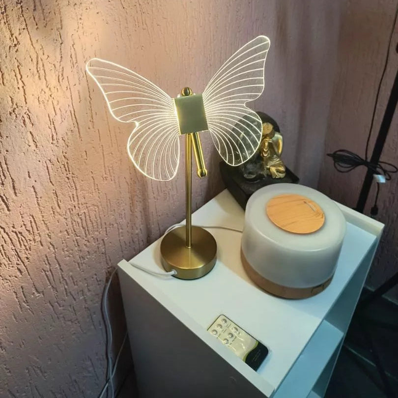 Candeeiro de mesa borboleta, luz noturna nórdica para quarto bivolt 3 cores