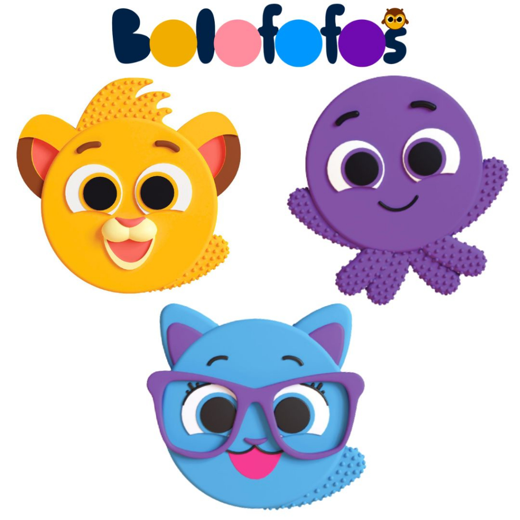 Kit Mordedores Bolofofos para Bebês – Textura Macia para Massagear a Gengiva