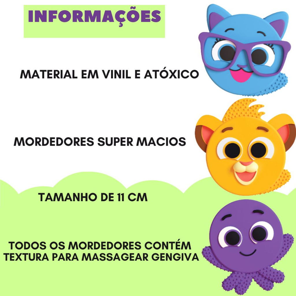 Kit Mordedores Bolofofos Para Bebês Com Textura Para Massagear Os Dentinhos - Macio