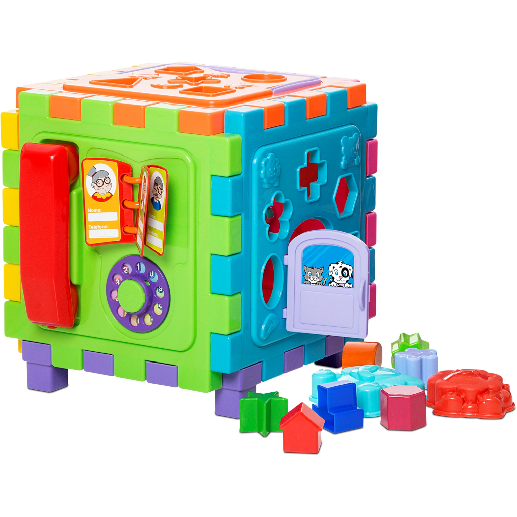 Cubo Didático Grande Formas Encaixar Brinquedo Educativo Bebê