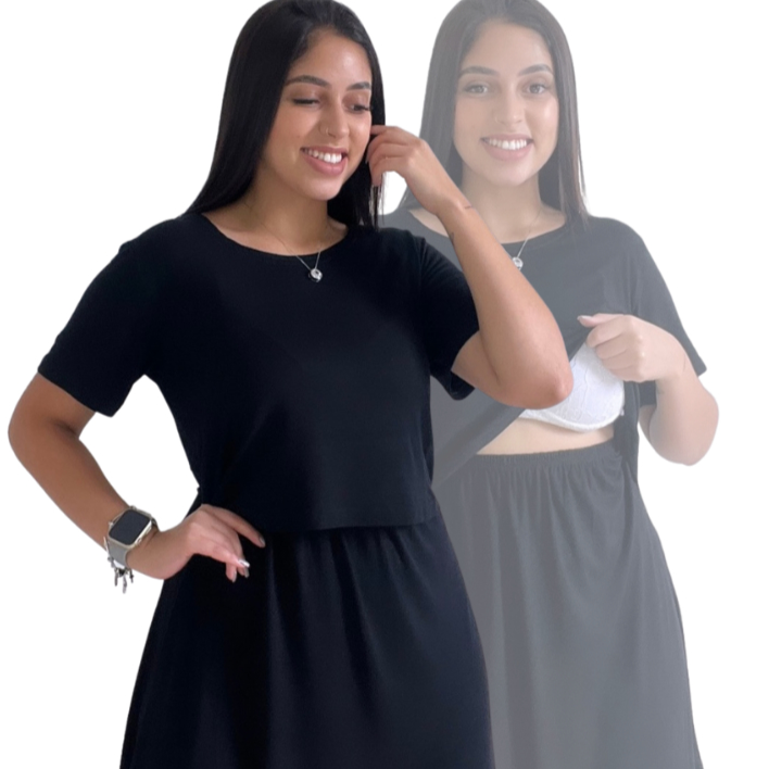 Vestido Amamentação Gestante Cores Premium Grávida Amamentar Maternidade Casual Vestidos Manga Curta