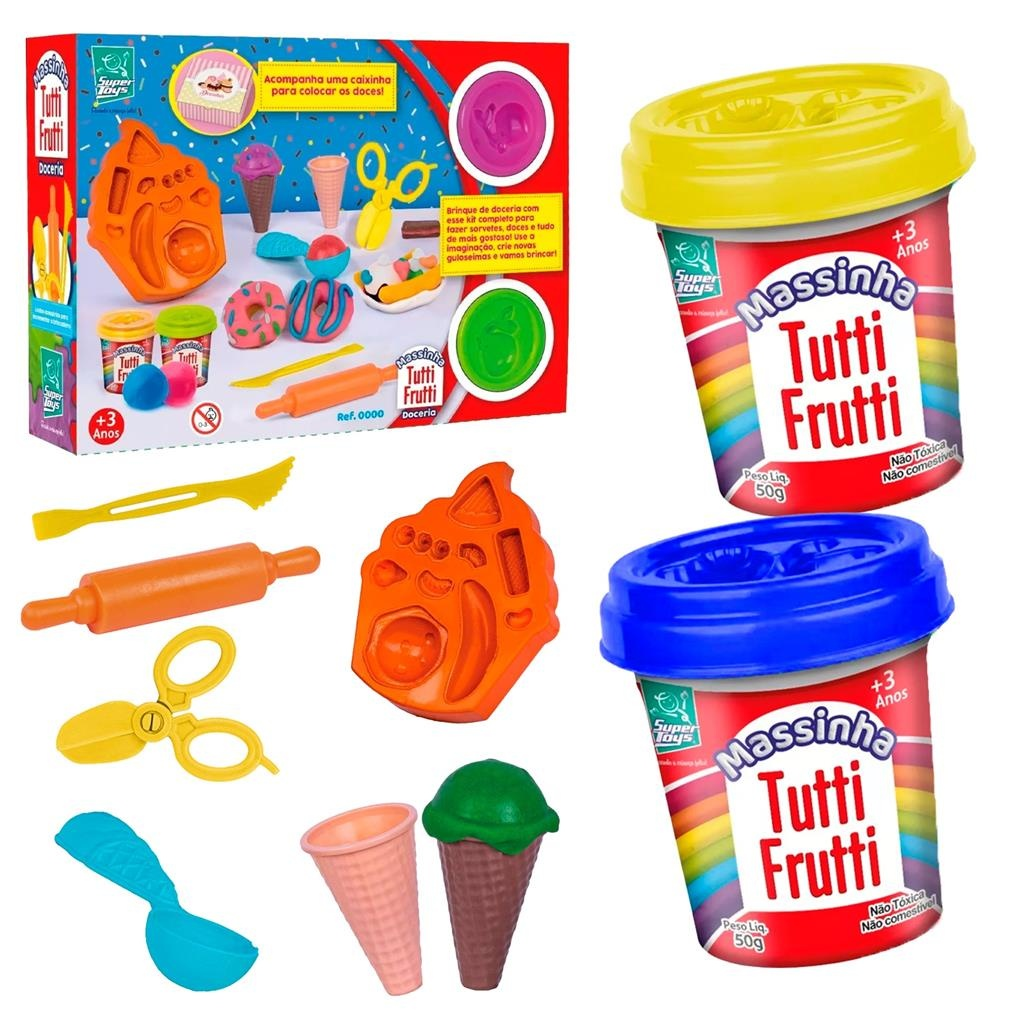 Massinha de Modelar Infantil Doceria Com Cheiro de Tutti-Frutti + Acessórios - Super Toys