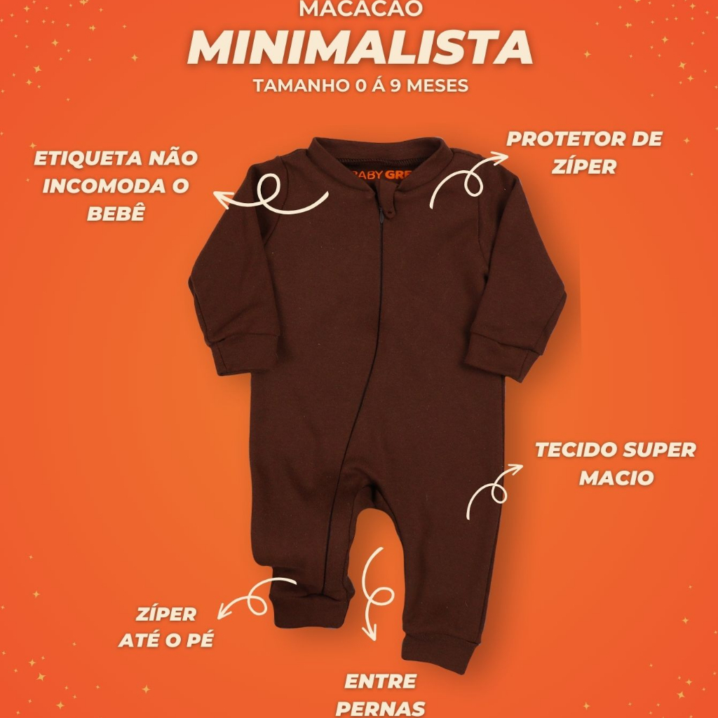 3 Macacão de Bebe Minimalista premium com Ziper