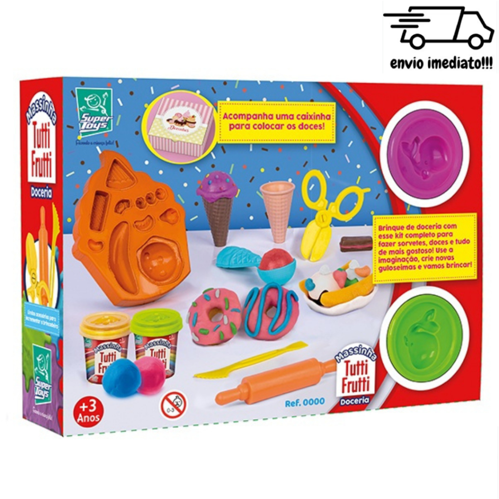 Massinha de Modelar Infantil Doceria Com Cheiro de Tutti-Frutti + Acessórios - Super Toys