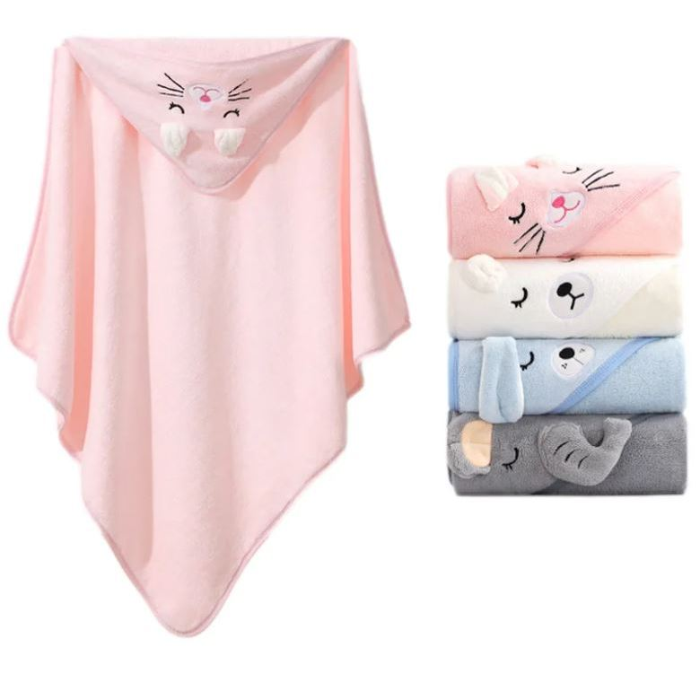 Toalha De Banho Felpuda Infantil Bebe Bichinhos Grande Capuz