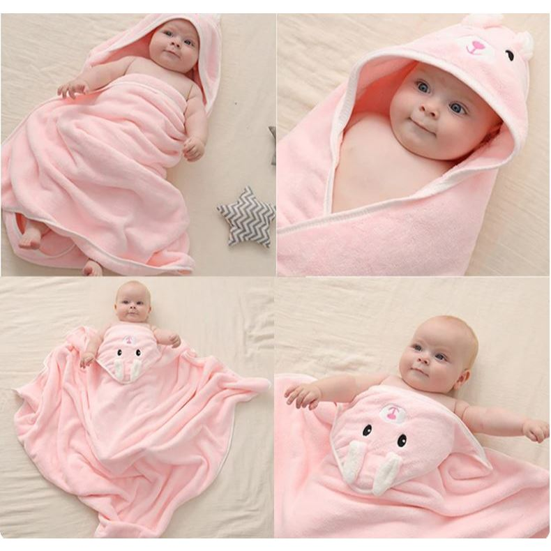 Toalha De Banho Felpuda Infantil Bebe Bichinhos Grande Capuz