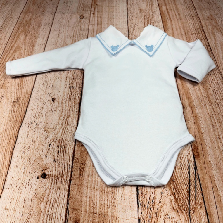 Body Bebe Menino Recem Nascido Gola Bordada