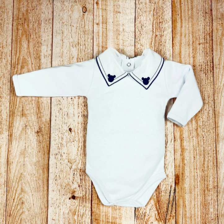 Body Bebe Menino Recem Nascido Gola Bordada