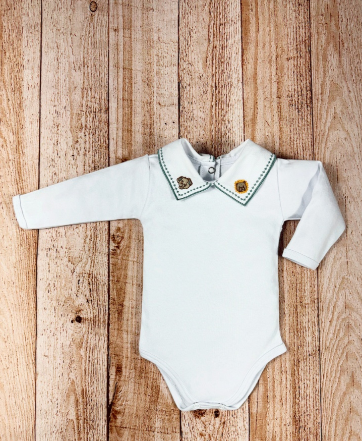 Body Bebe Menino Recem Nascido Gola Bordada