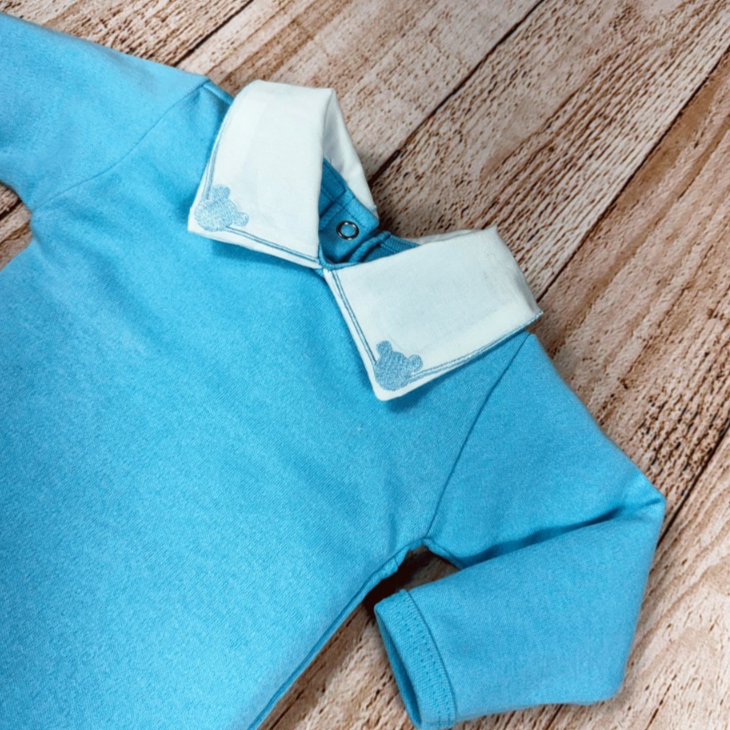 Body Bebe Menino Recem Nascido Gola Bordada