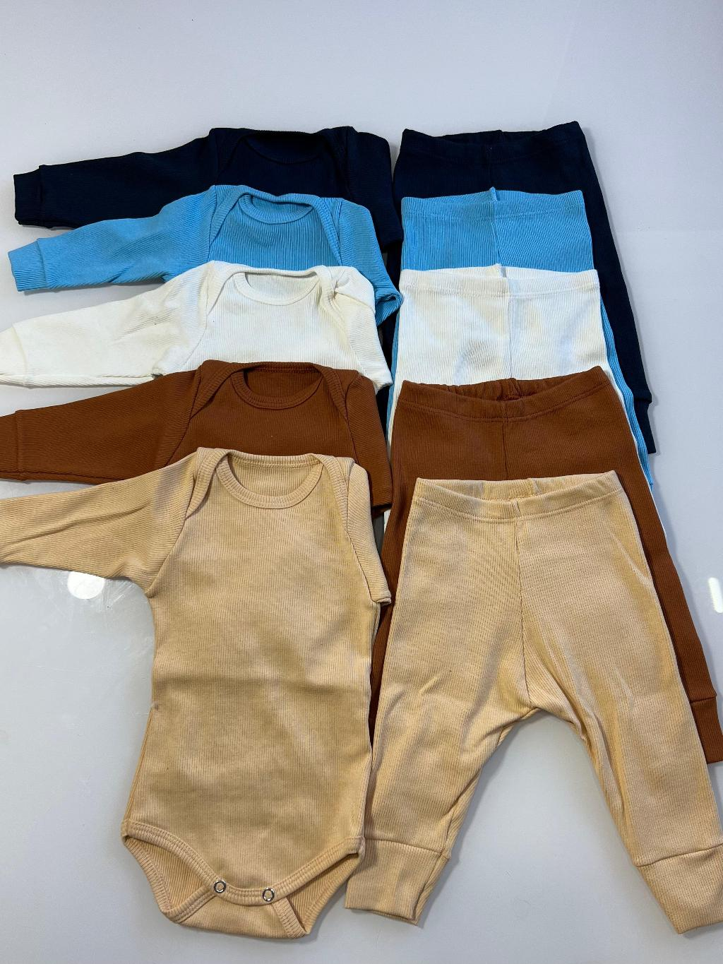 Kit 5 Conjunto Infantil de Body e Calça Bebê de Ribana Menino Confortavél do RN ao 3 Anos