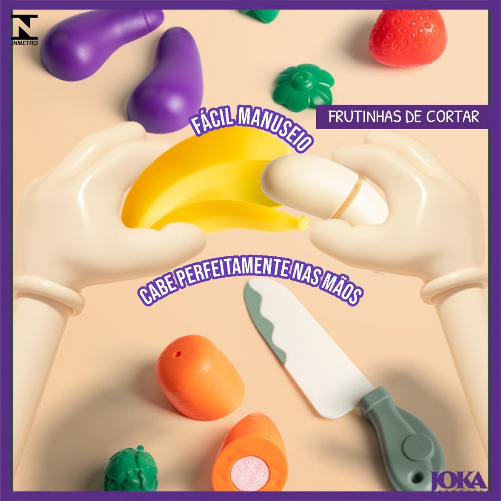 Brinquedo Montessori Frutas E Legumes De Cortar Ensina Comer