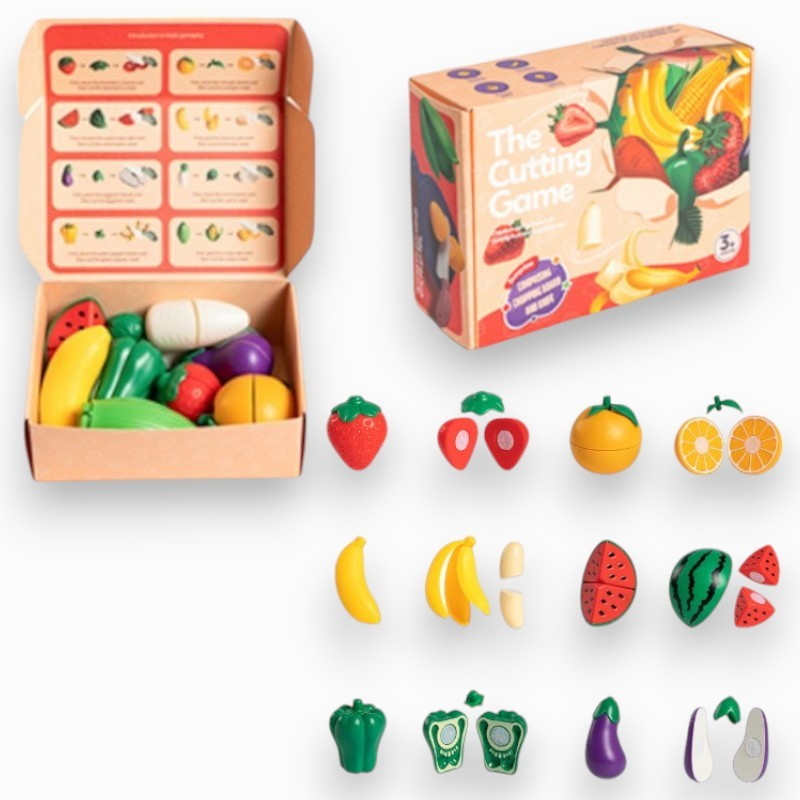 Brinquedo Montessori Frutas e Legumes de Cortar em Madeira – Educativo e Divertido