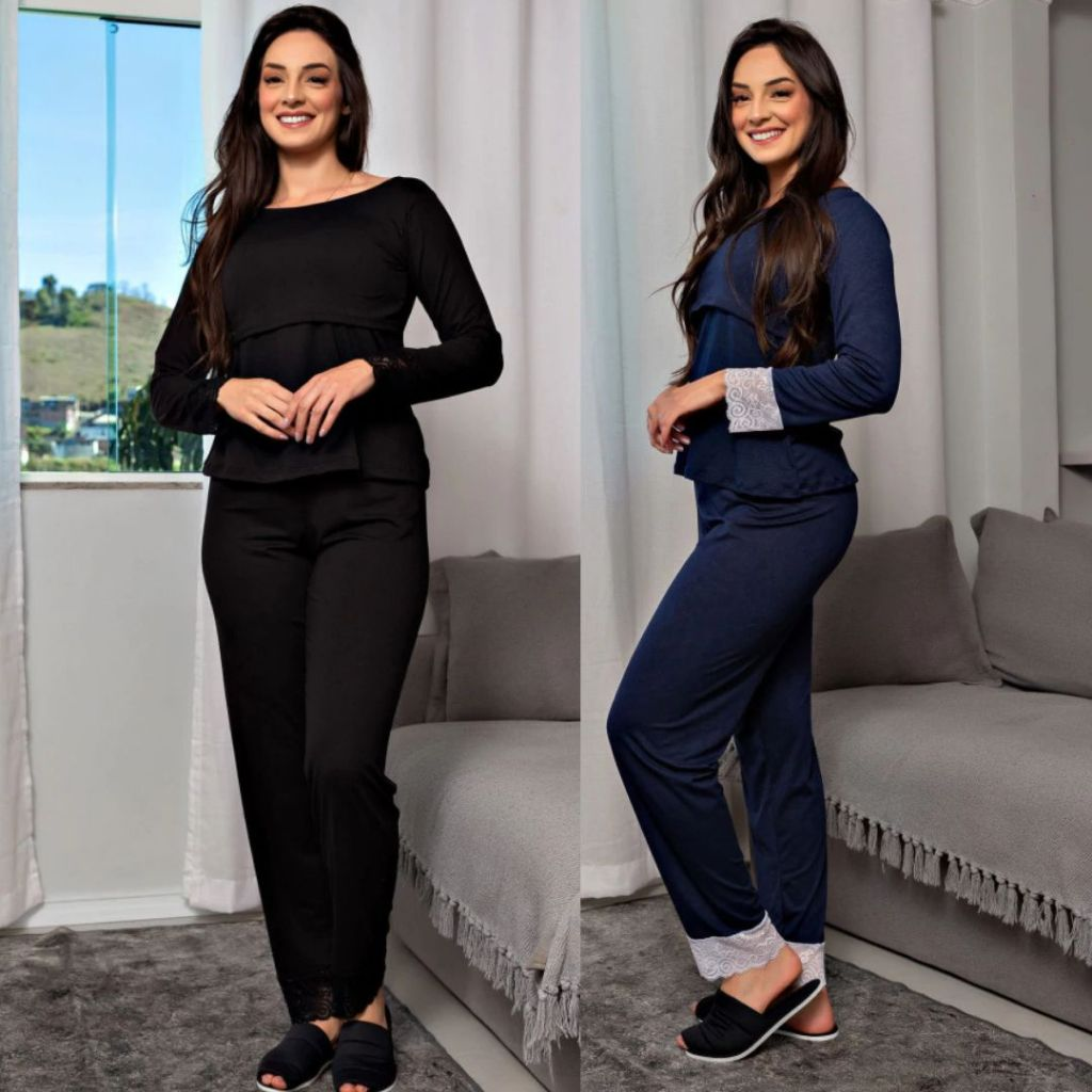 ConfortGest™ – Kit 2 Pijamas de Amamentação & Gestante