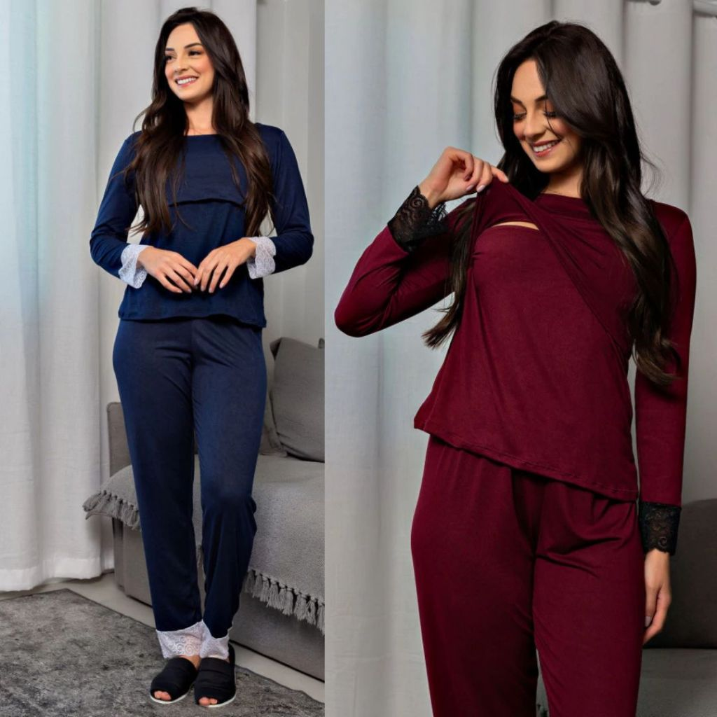 ConfortGest™ – Kit 2 Pijamas de Amamentação & Gestante