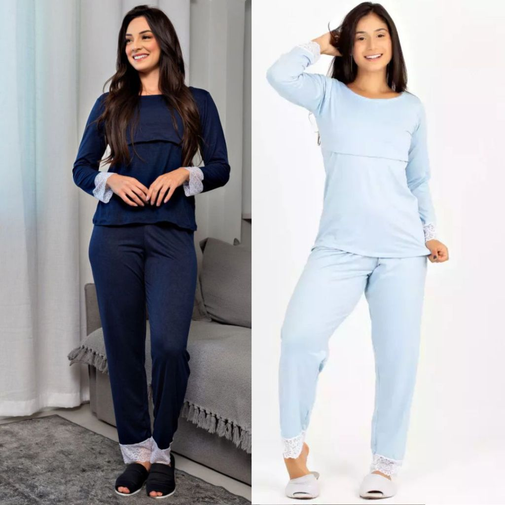 ConfortGest™ – Kit 2 Pijamas de Amamentação & Gestante