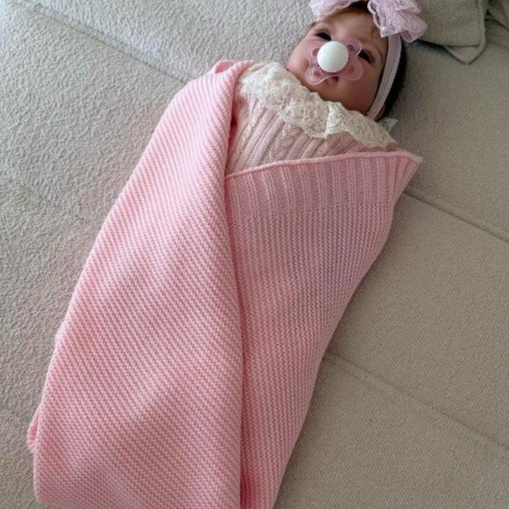 Manta Cobertor Tricot Bebê Saída Maternidade Recém Nascido Lã