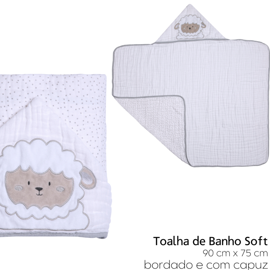 Toalha de banho soft com capuz bordado bebê bichinhos papi friends 90x75cm - 3 CAMADAS