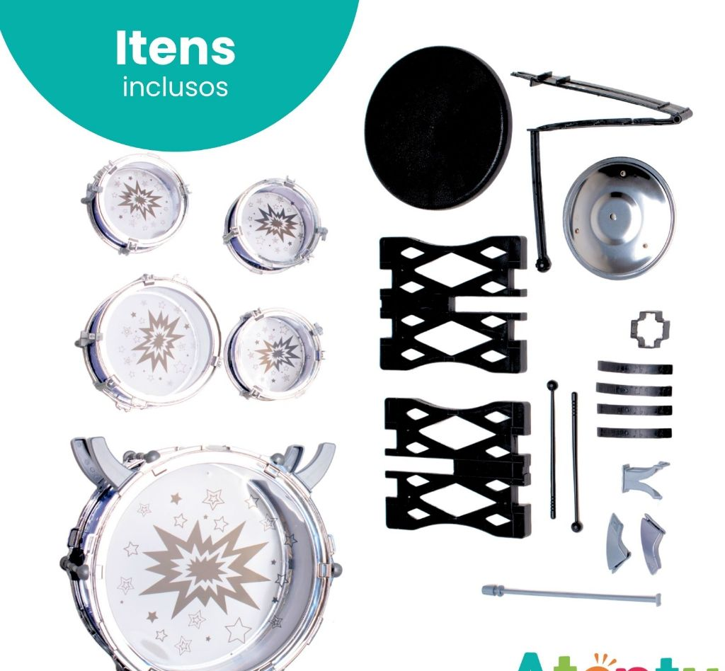 Mini Bateria Infantil Instrumento Brinquedo Musical Prato Tambor Baqueta