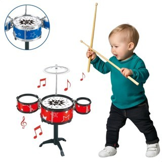 Mini Bateria Infantil Instrumento Brinquedo Musical Prato Tambor Baqueta
