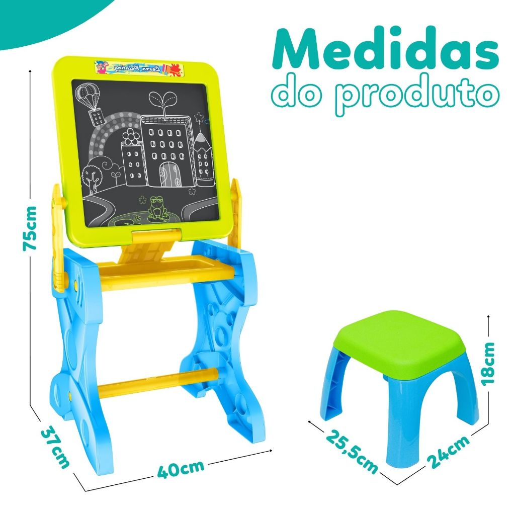 Mesa Infantil Lousa Mágica Mesinha Interativa de Desenho C/ Banco