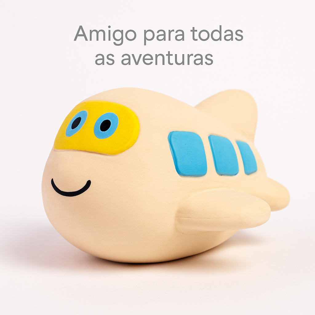 Mordedores Bebê Kit Foguete Avião Submarino – Látex Natural Pintado à Mão | Macio, Seguro e Aprovado INMETRO