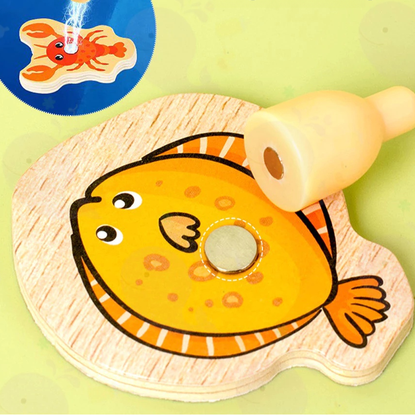 54/33PCs Pescaria magnética infantil Brinquedo pescaria de madeira Jogo montessori Interativo Pai-Filho