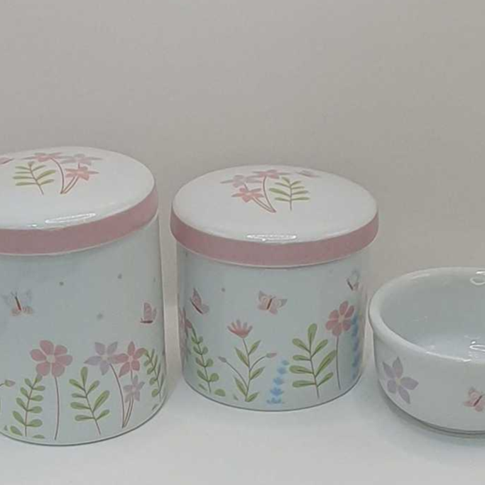 Kit Higiene Bebê Porcelana Floral Rosa Lindas Delicadas Infantil Quartinho Decoração