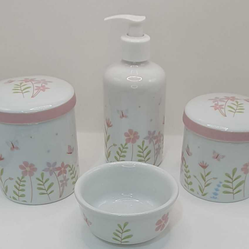 Kit Higiene Bebê Porcelana Floral