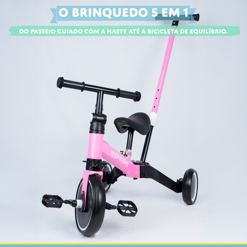 Triciclo Infantil 5 em 1 – Cresce com Seu Filho! De Passeio a Bicicleta de Equilíbrio