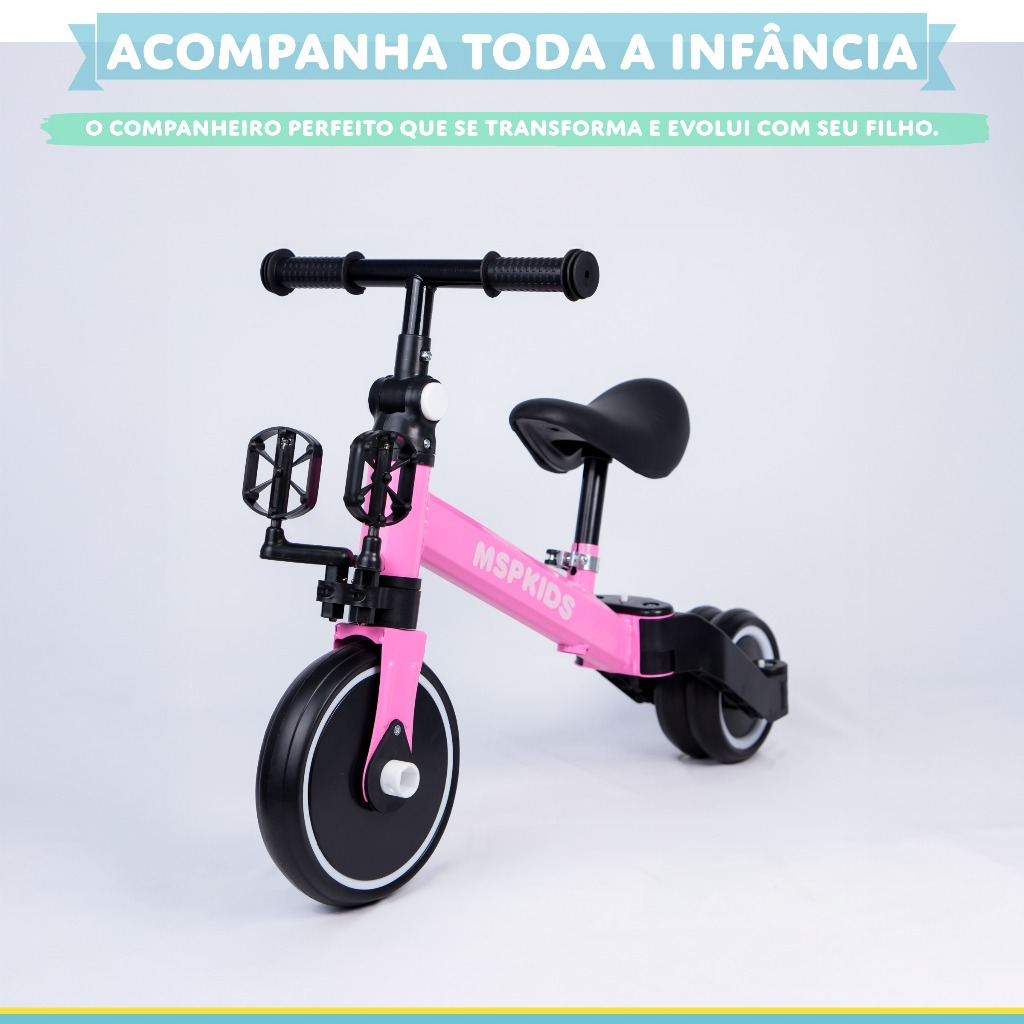 Triciclo Infantil 5 em 1 – Cresce com Seu Filho! De Passeio a Bicicleta de Equilíbrio