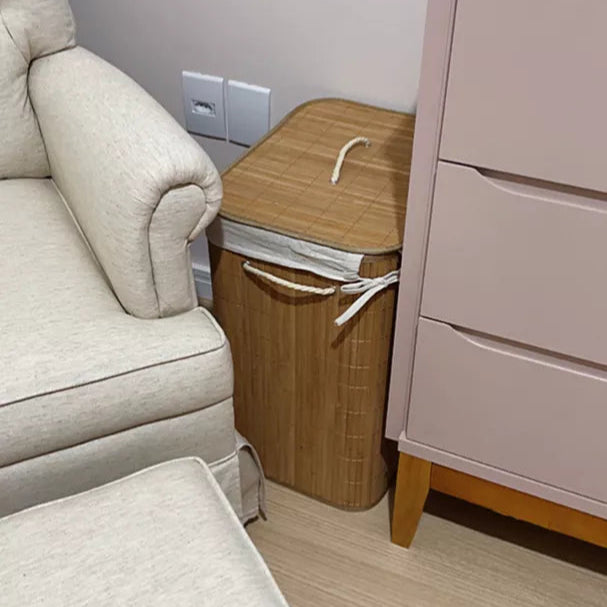 Cesto de Roupas Dobrável em Bambu 60L – Organização com Sofisticação | DomBaby