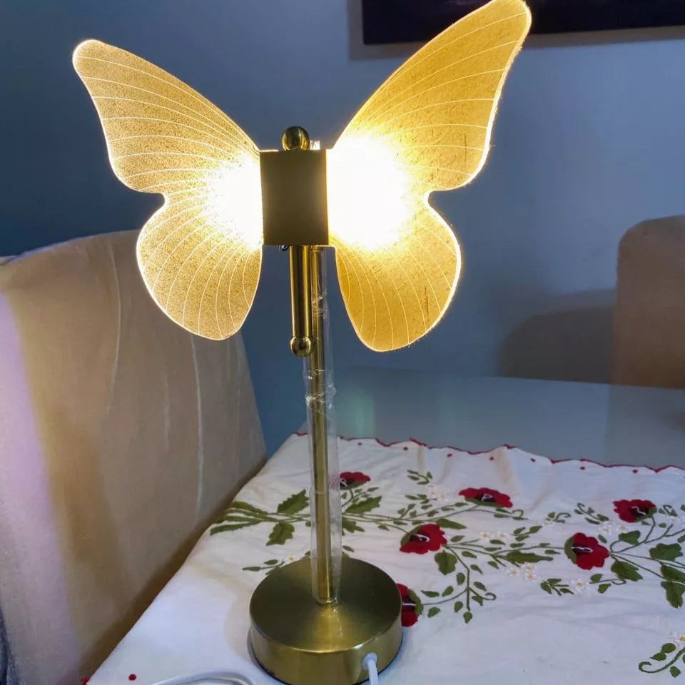 Candeeiro de mesa borboleta, luz noturna nórdica para quarto bivolt 3 cores