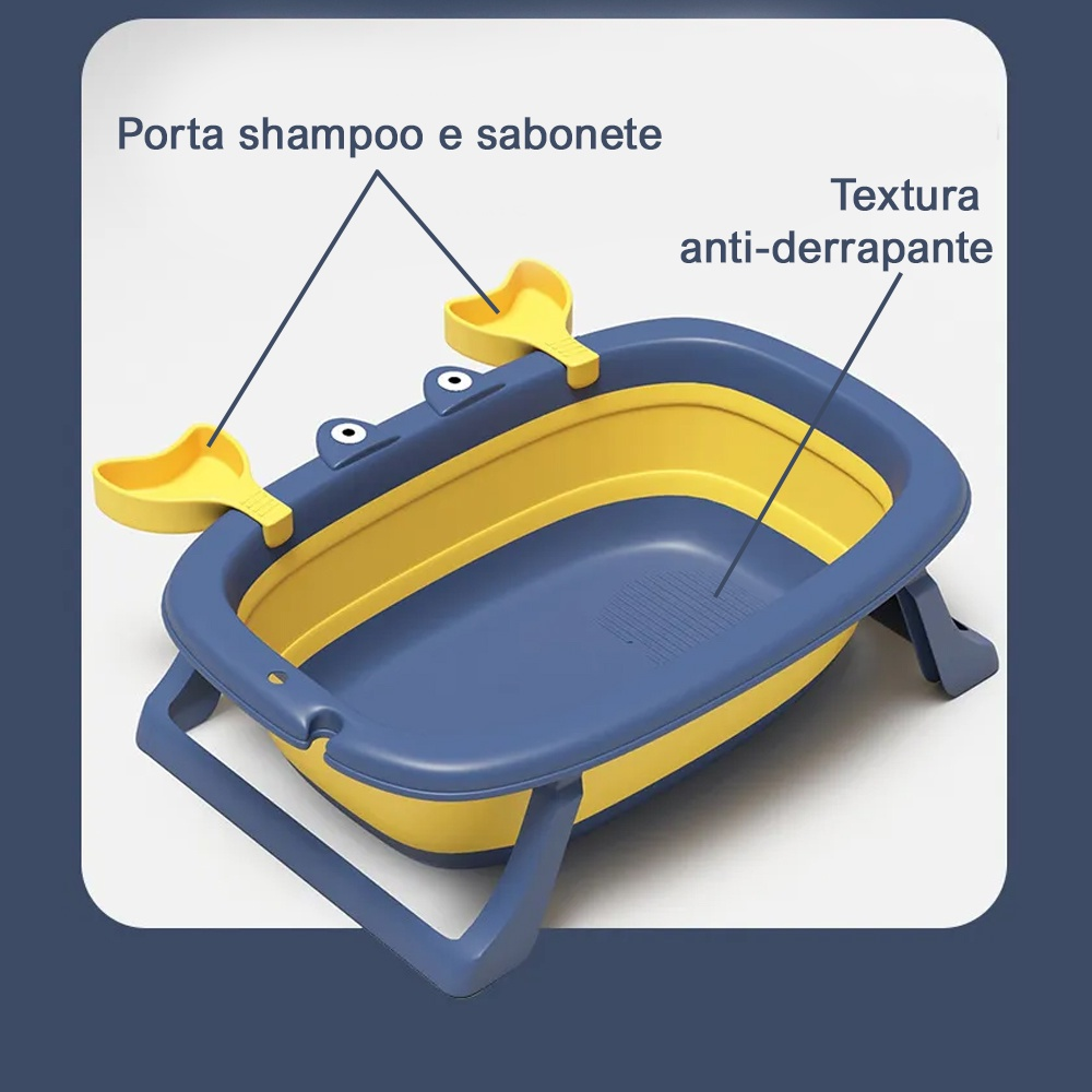 TOPAKIDS Banheira para Bebê Infantil Retrátil Dobrável Modelo Caranguejo 28 Litros 0-2 Anos de Idade