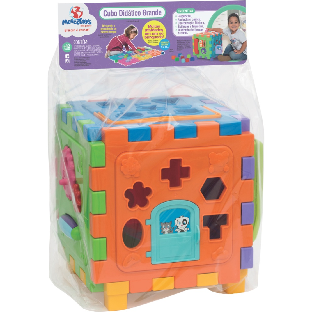 Cubo Didático Grande Formas Encaixar Brinquedo Educativo Bebê