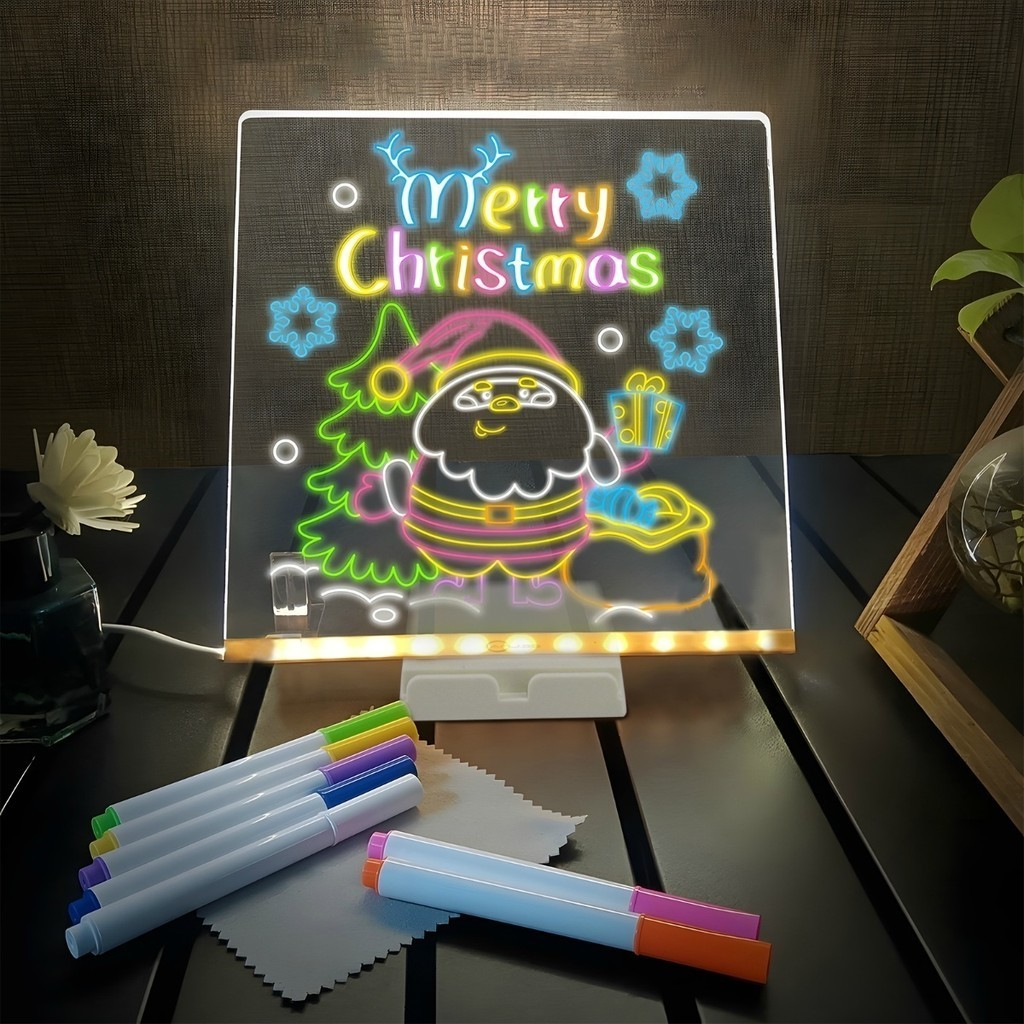 Luminária LED Escrever Abajur 3D 15X15 quadro de notas tela pra escrever decoração quarto sala casa em acrílico