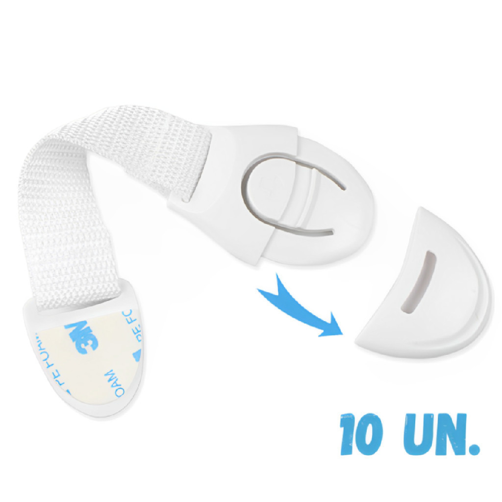 Kit 10 Und Trava Gaveta Armario Segurança Protetor Protecao Bebe Branco