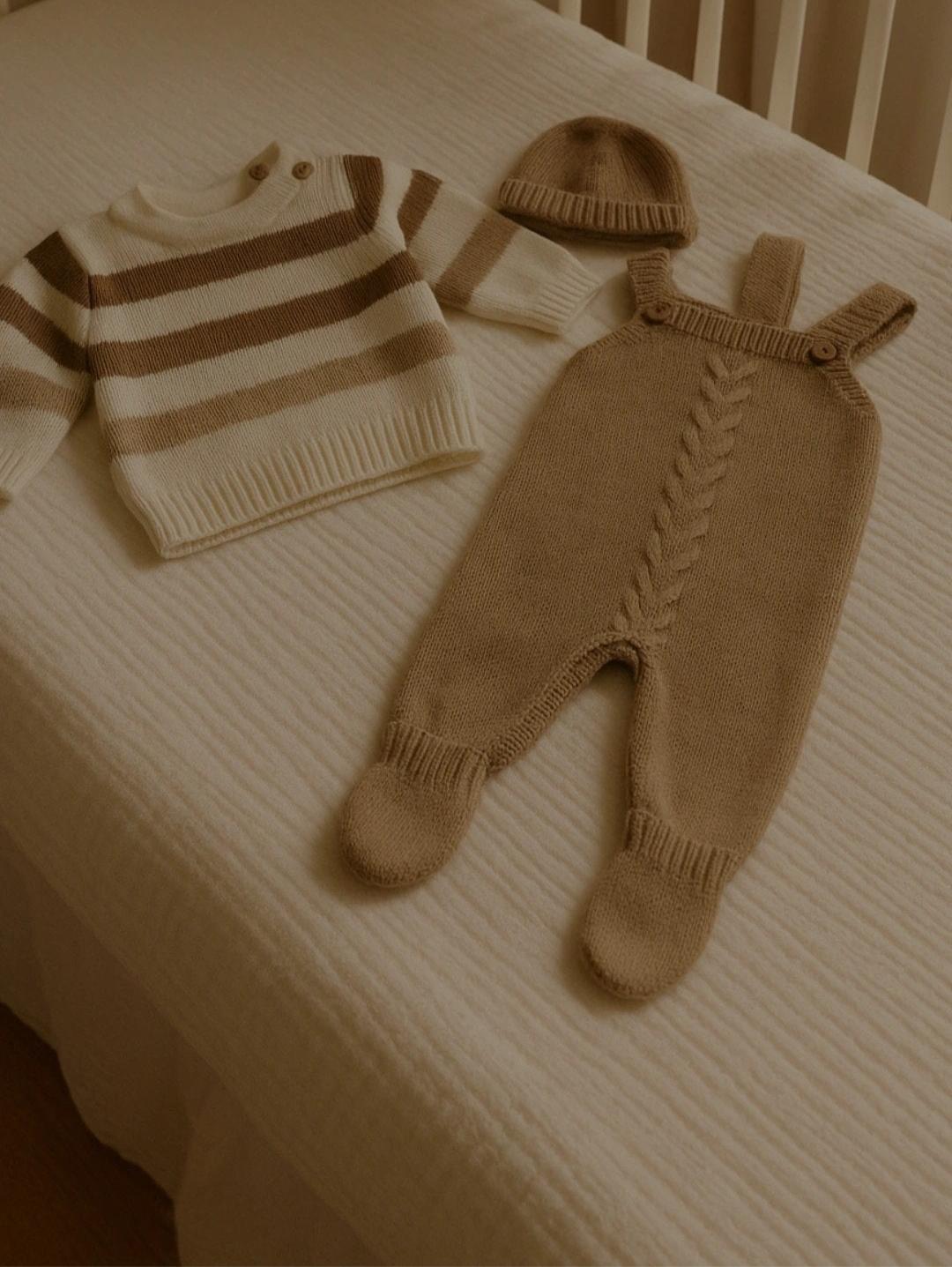 Saída de Maternidade Tricô Menino Kit 3 Peças – Enxoval Bebê Recém-Nascido