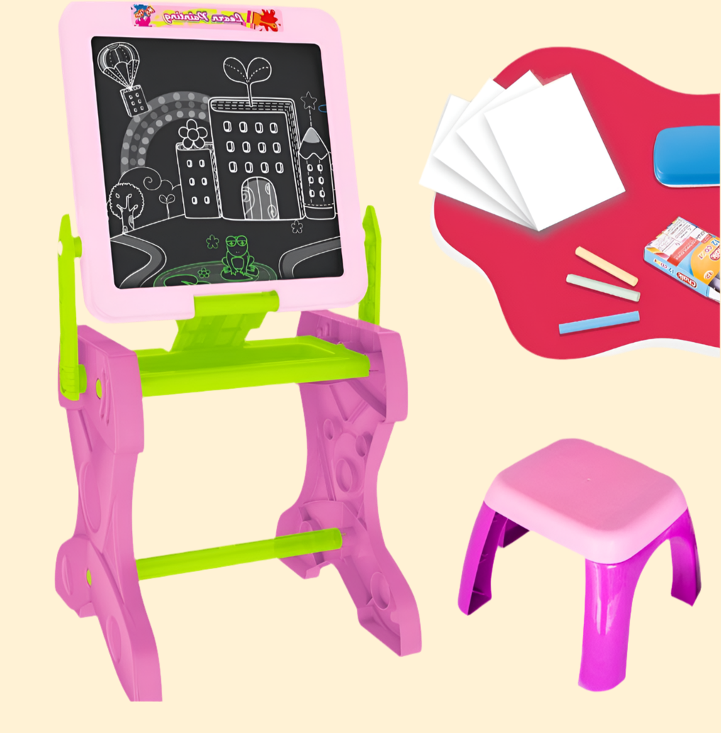 Mesa Infantil Lousa Mágica Interativa com Banco – Desenho, Aprendizado e Diversão