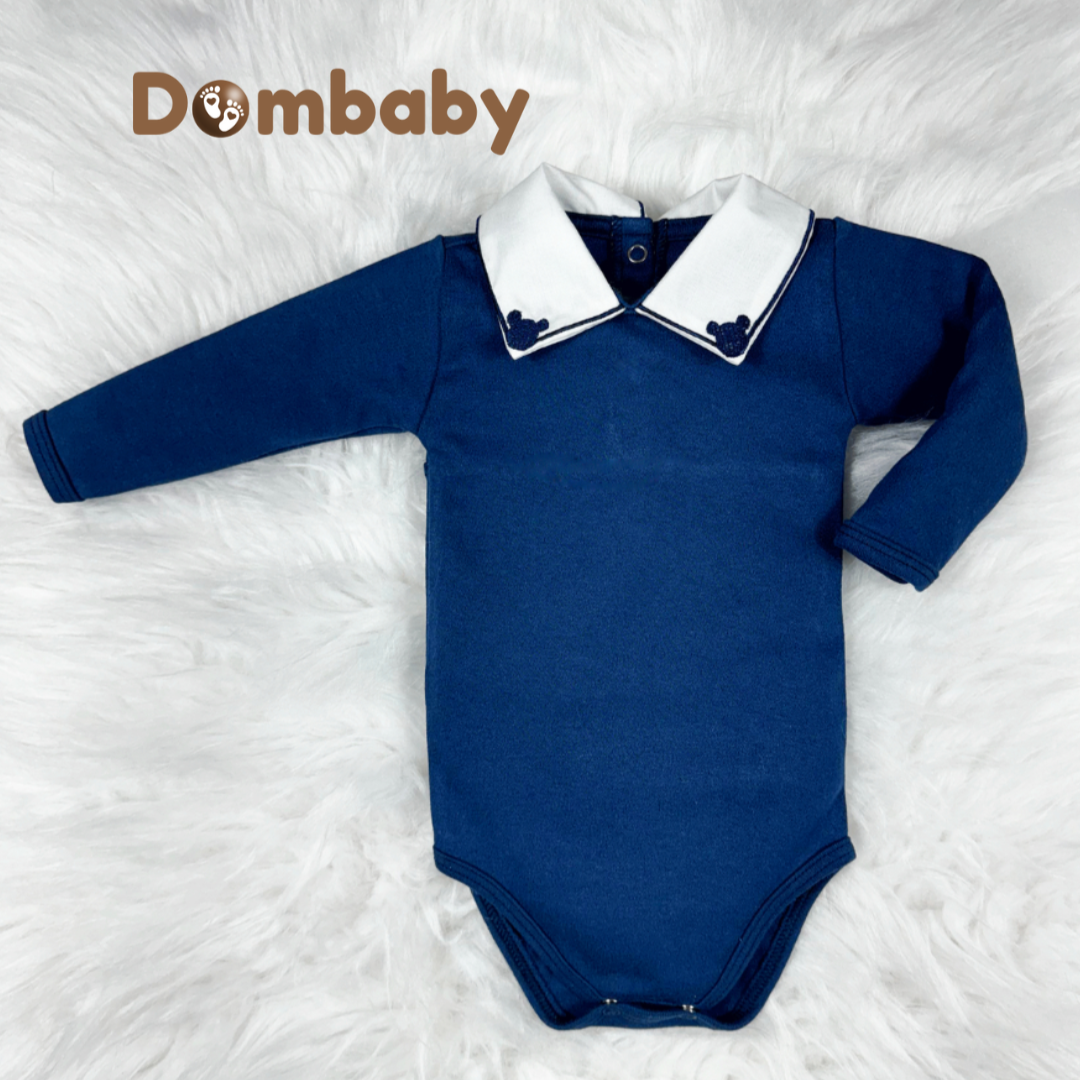 Body Bebe Menino Recem Nascido Gola Bordada