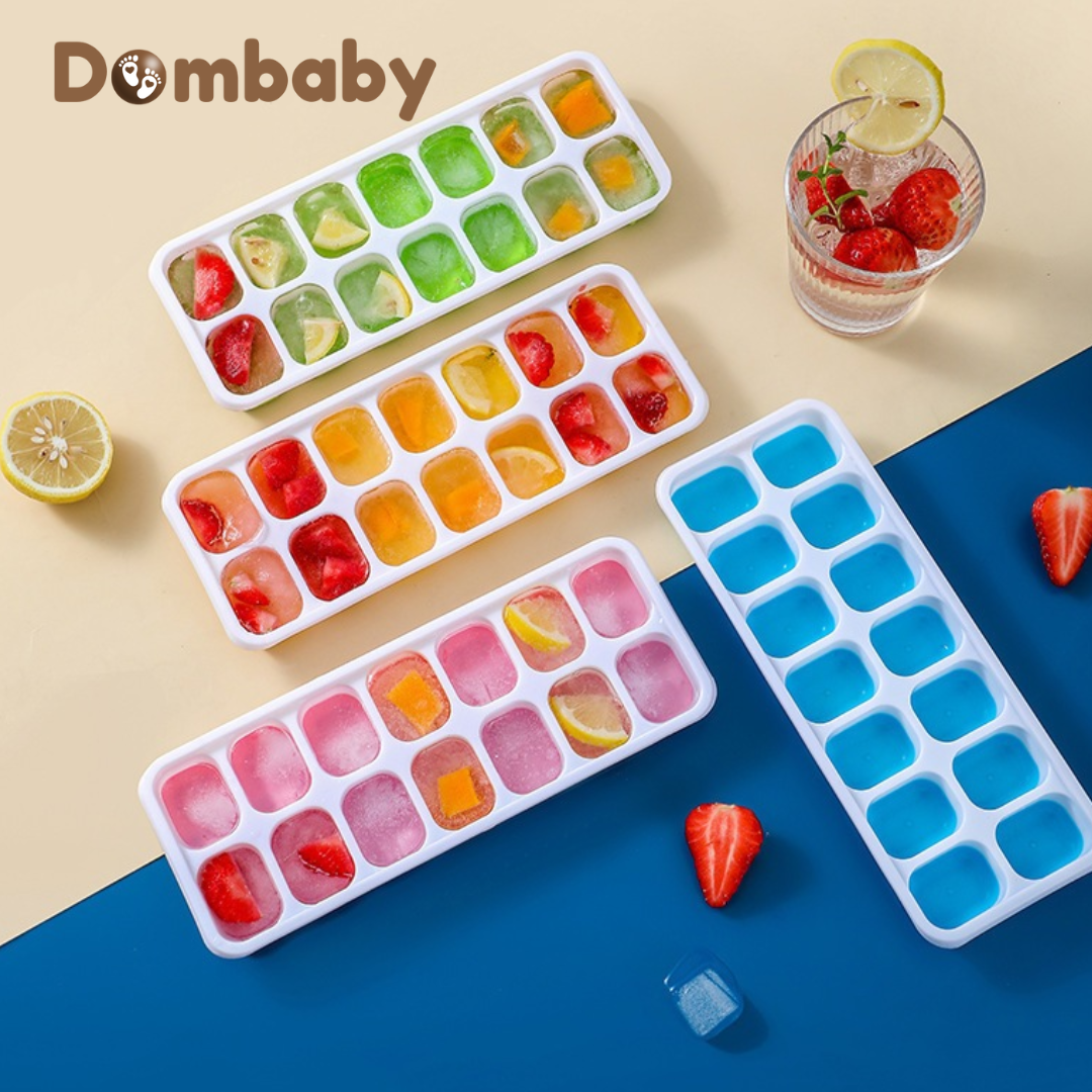 Kit 4 Formas de Gelo Silicone com Tampa Rígida – 14 Cubos Flexíveis Multiuso