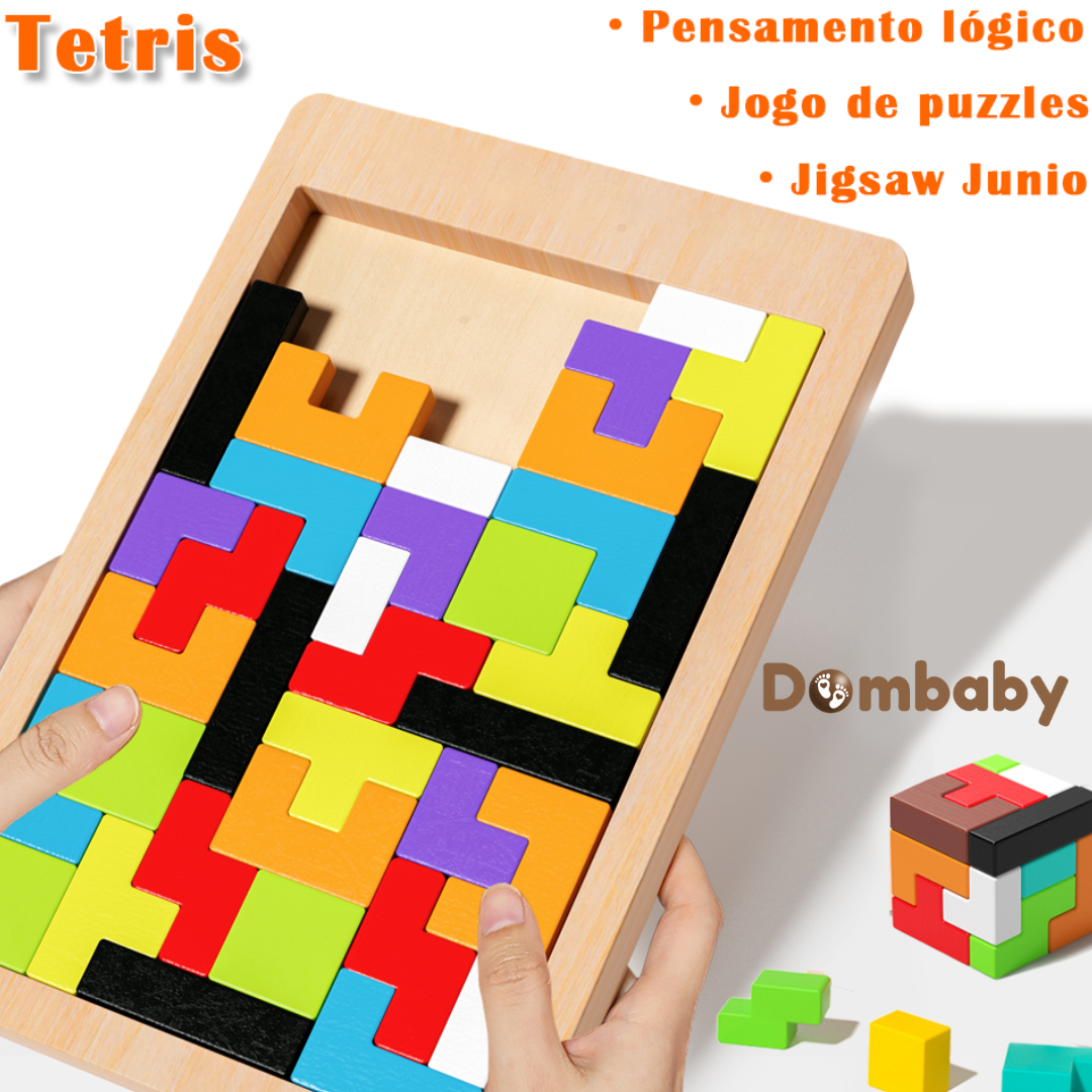 Tetris Quebra-Cabeça 3D de Madeira – Tangram Educativo Infantil