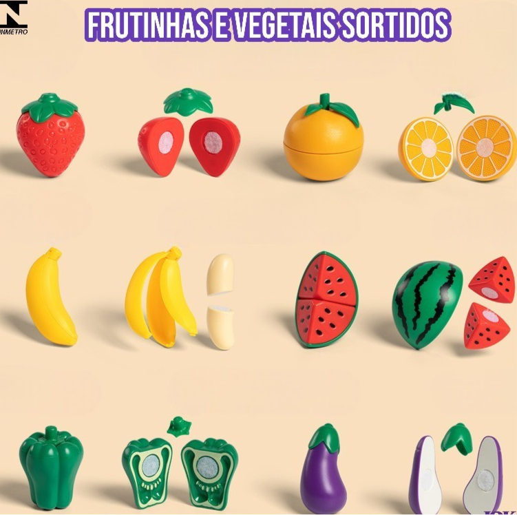 Brinquedo Montessori Frutas e Legumes de Cortar em Madeira – Educativo e Divertido