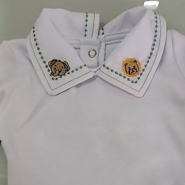 Body Bebe Menino Recem Nascido Gola Bordada