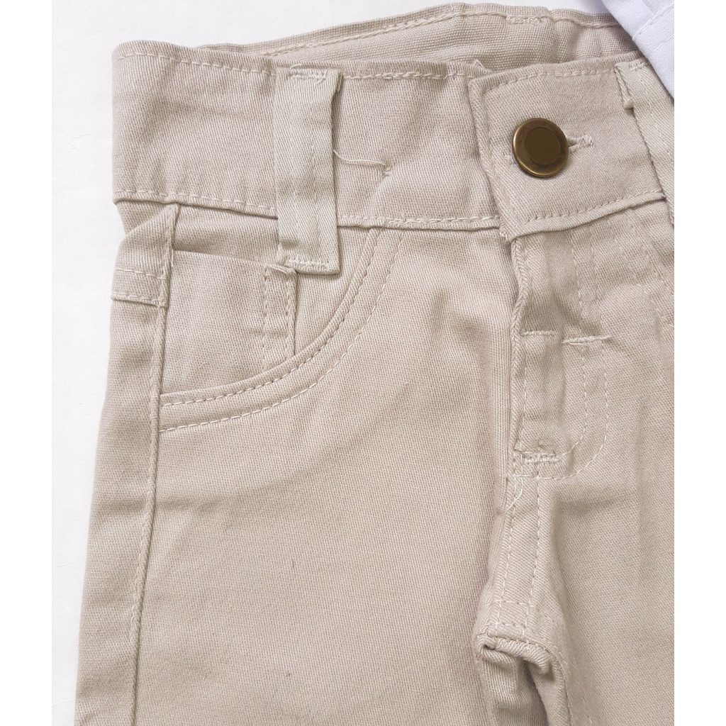 Conjunto Meu Batizado Roupa Social Bebê Menino Infantil Calça Bege e Manga Longa Casamento Pajem Festa
