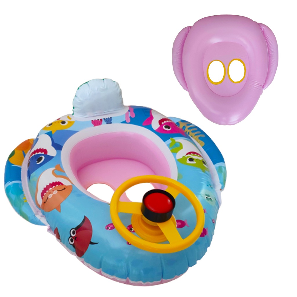 Boia Inflável p/ Bebês Tubarão ou Astronauti com Buzina e Fraldário