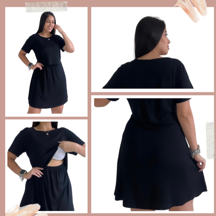 Vestido Amamentação Gestante Cores Premium Grávida Amamentar Maternidade Casual Vestidos Manga Curta