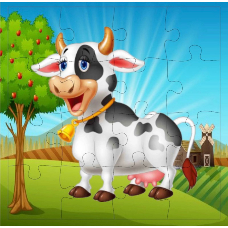 Kit 12 Jogos Quebra Cabeça Infantil em Madeira Mdf 16 peças cada (12 unidades)